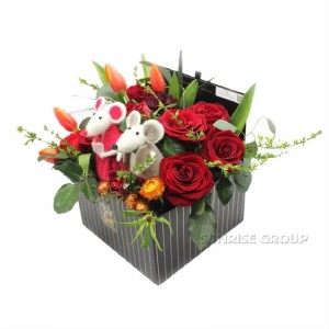 Boîte de fleur carrée de cadeau de papier de texture d'emballage d'impression faite sur commande de luxe